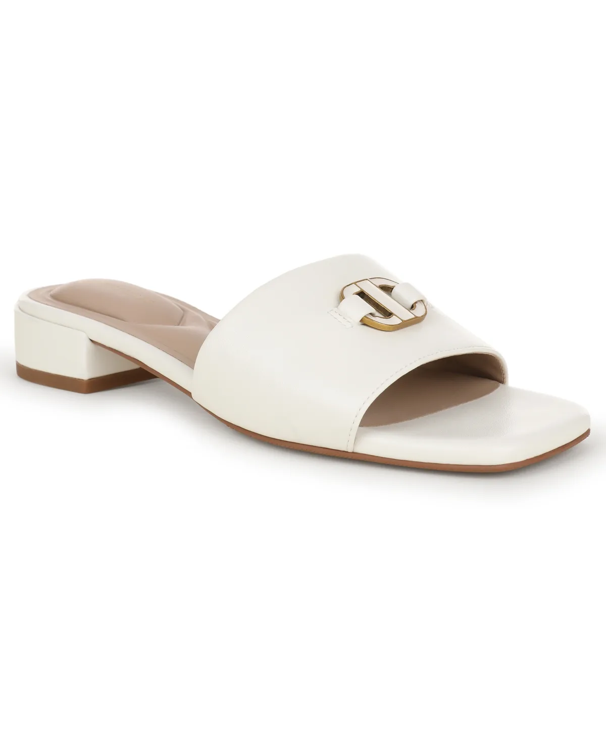 Tishah Square Toe Faux Leather Flat Sandals