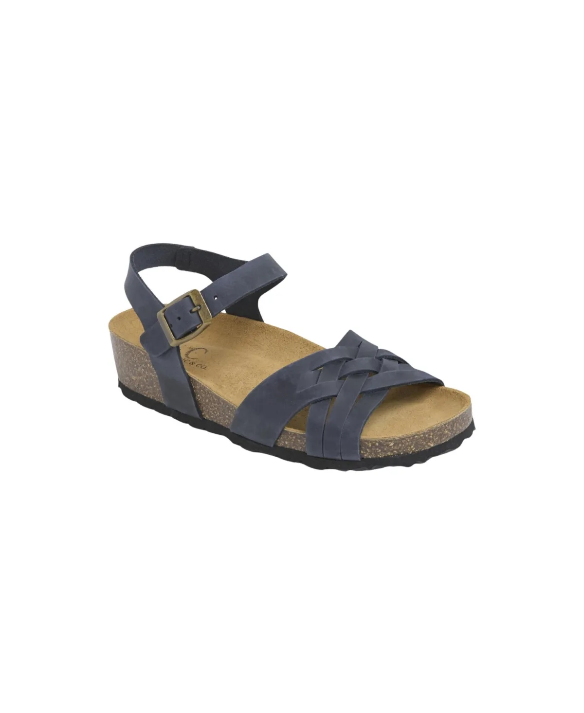 Woven Detail Low Wedge Leather Sandal by Celtic & Co