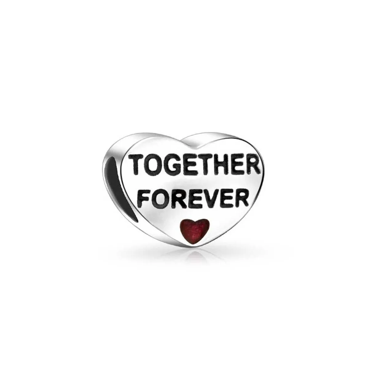 Sterling Silver Together Forever Heart Charm Bead by Bling Jewelry