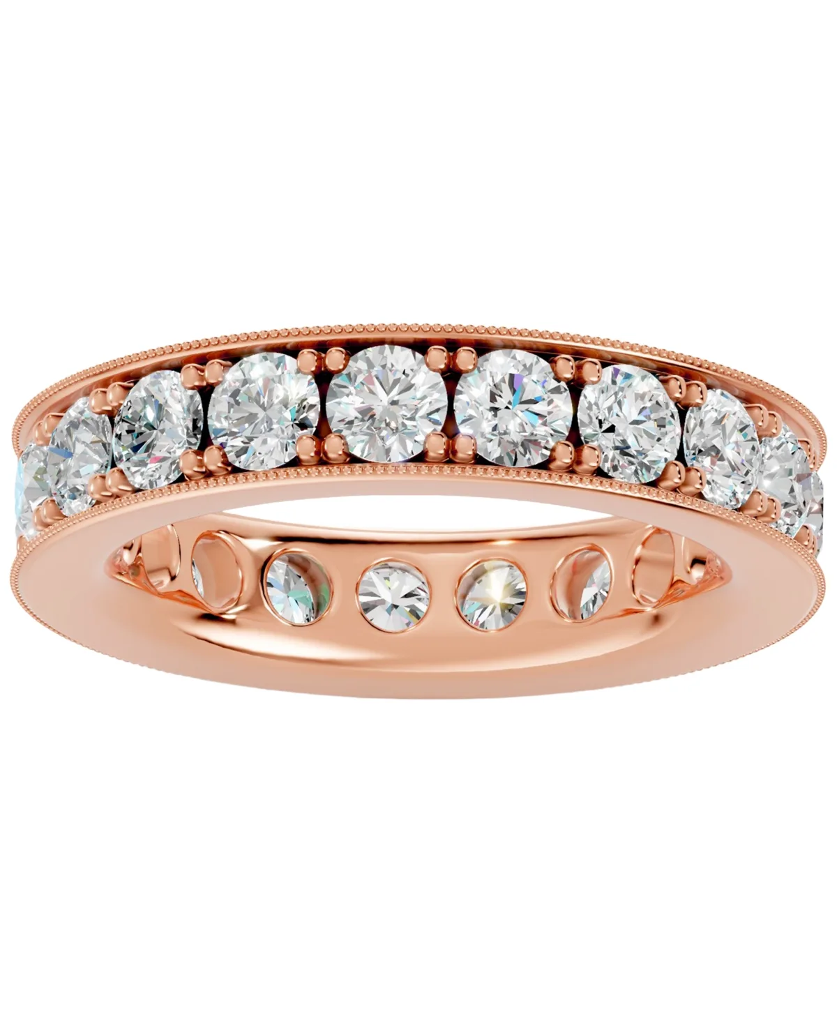 Diamond Round-Cut Full Eternity Band Milgrain Ring (3 ct. t.w.) in 14k White, Yellow, Rose Gold or Platinum