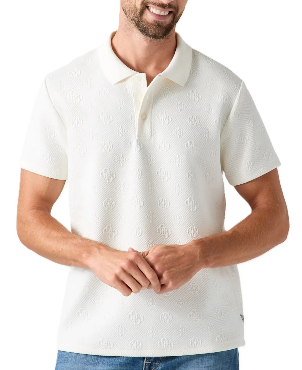 All Over Twill Knit Short-Sleeve Regular-Fit Polo by GUESS