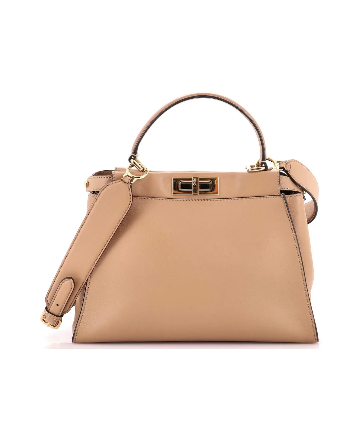 Pre-Owned Fendi Regular Peekaboo Iconic Bag Leather with Pequin Canvas Interior by FENDI