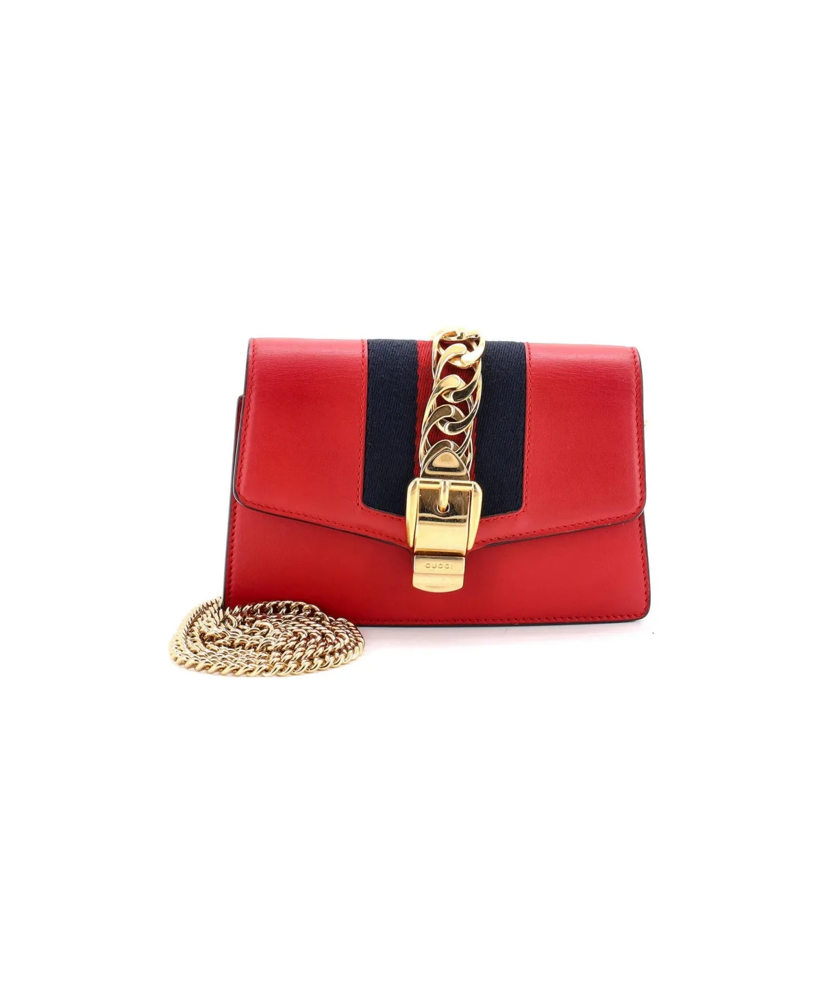 Pre-Owned Gucci Mini Sylvie Chain Shoulder Bag Leather