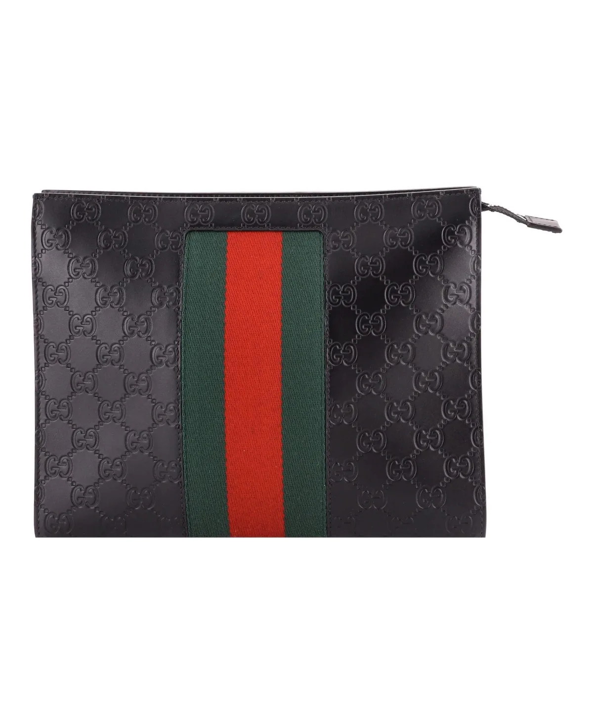 Pre-Owned Gucci Web Zip Pouch Guccissima Leather by Gucci