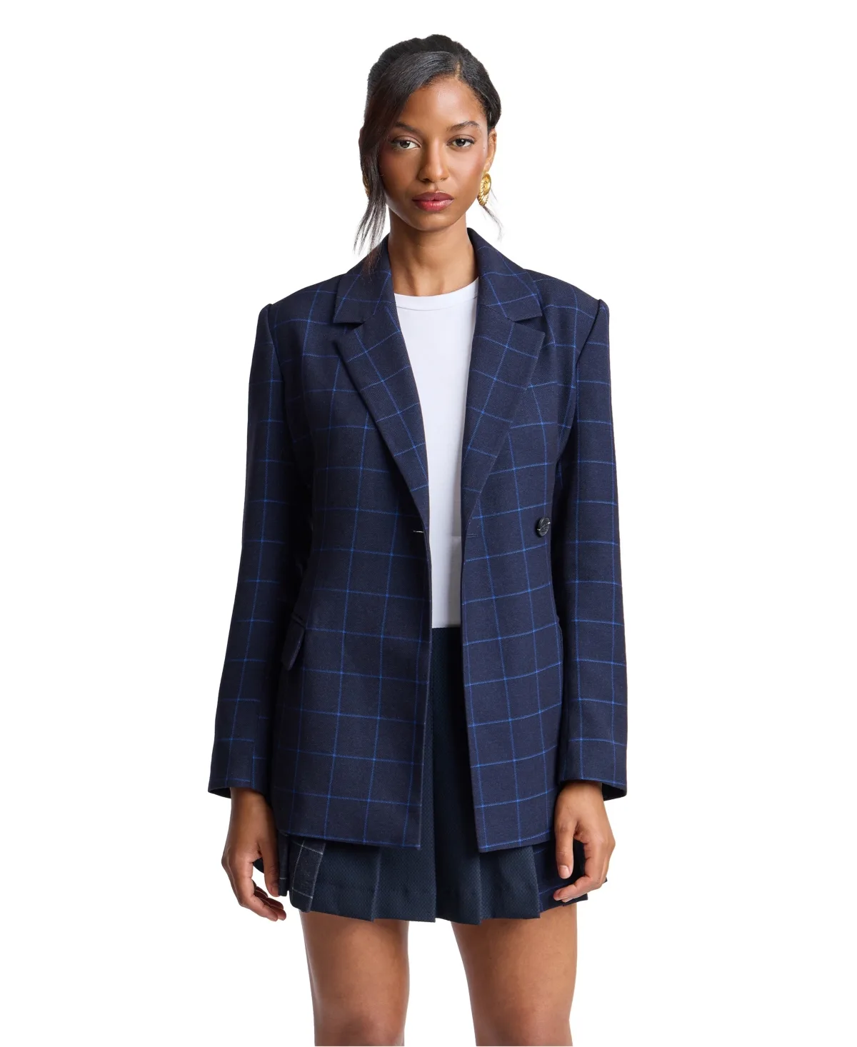 Double-Breasted Plaid Hourglass Blazer by Avec Les Filles