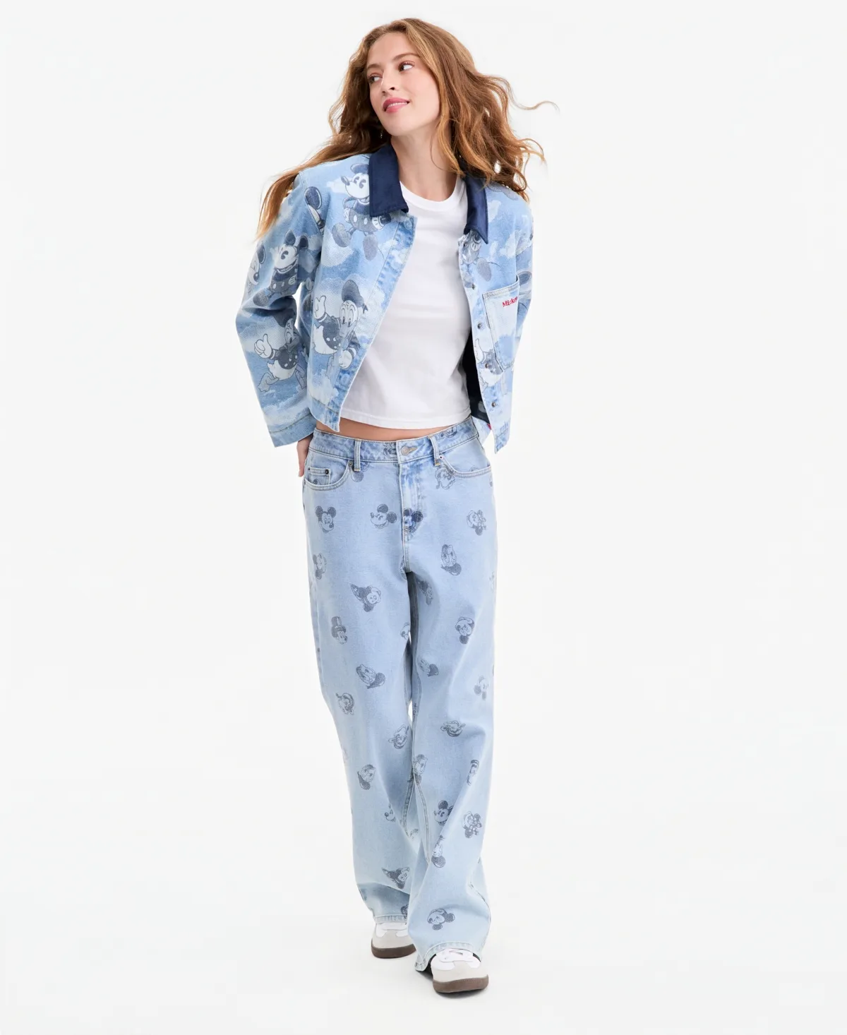 Disney - Macys Mickey & Friends Printed Wide-Leg High-Rise Jeans - Denim by Disney