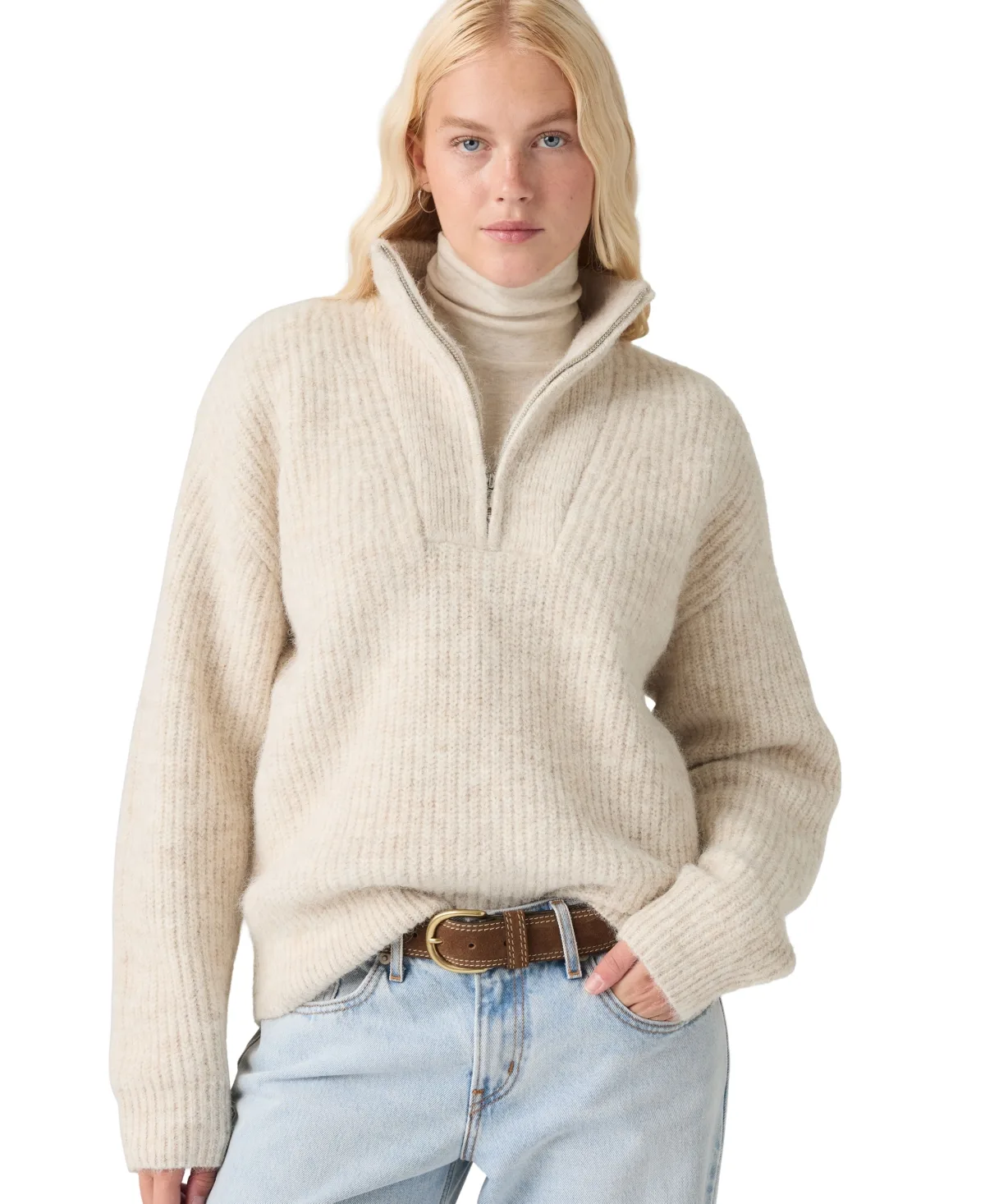 Ava Cable-Knit Quarter-Zip Sweater by Levi's