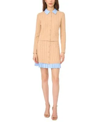 Cable Knit a Line Mini Cardigan Set by CeCe