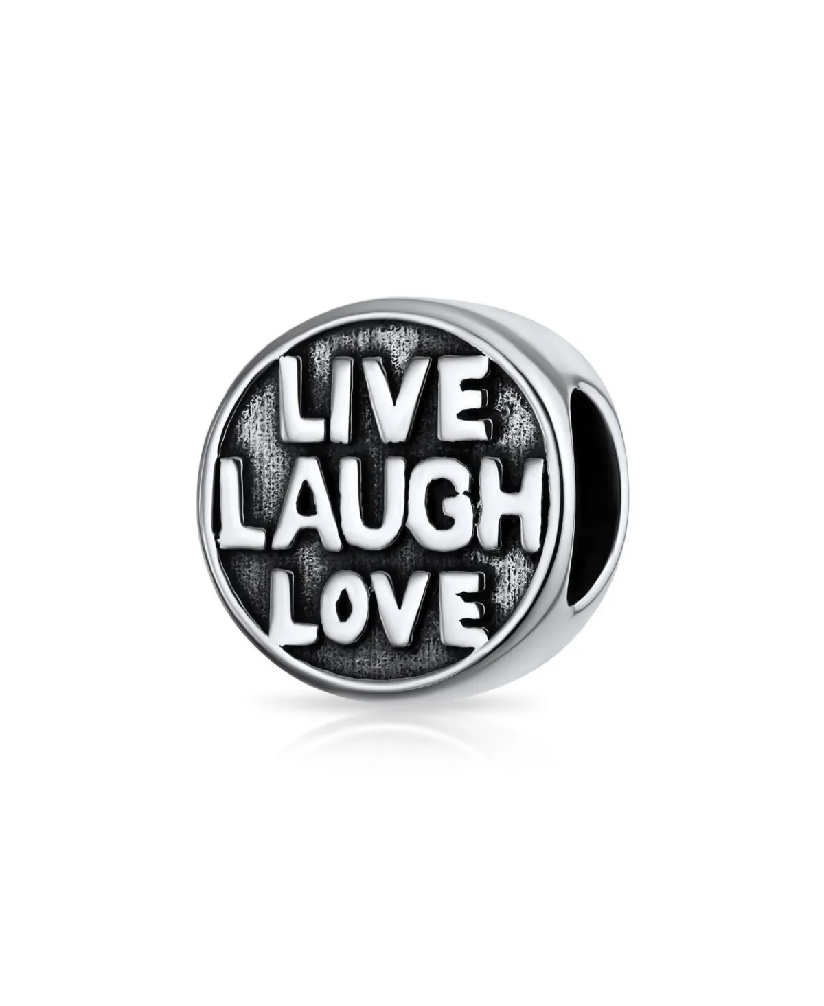 Sterling Silver Oxidized Live Laugh Love Charm by Bling Jewelry