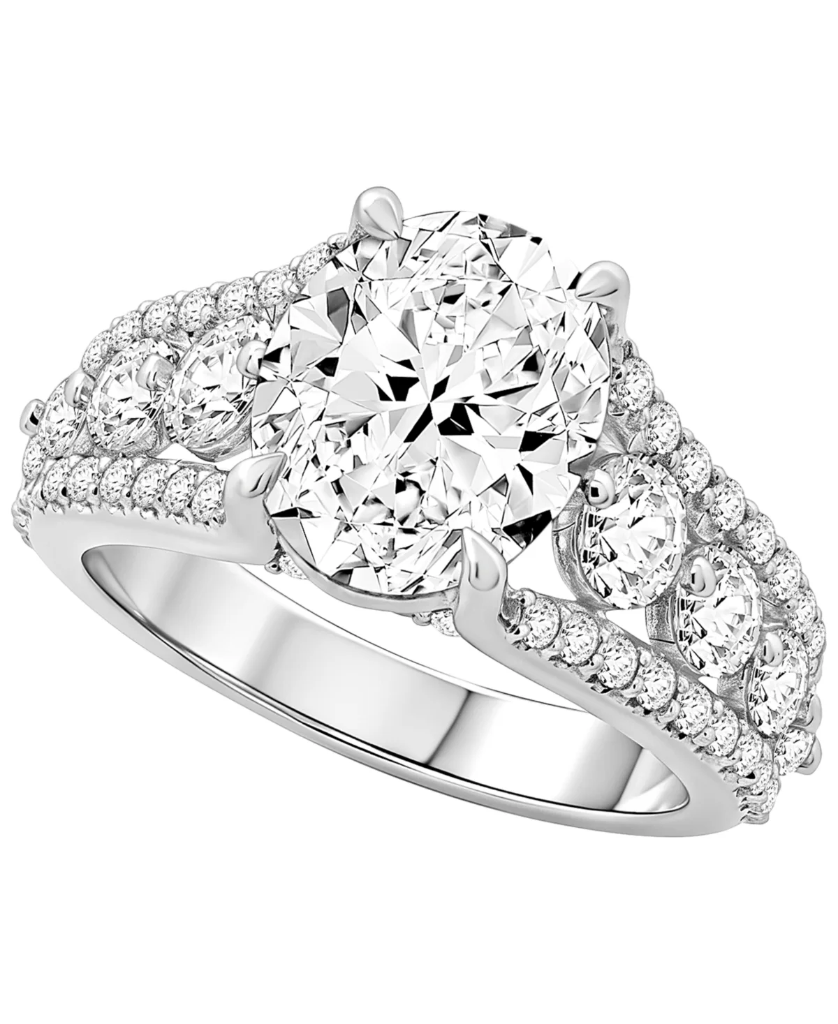 Lab-Grown Diamond Oval Ring (4 ct. t.w.) in 14k White Gold by Macy's
