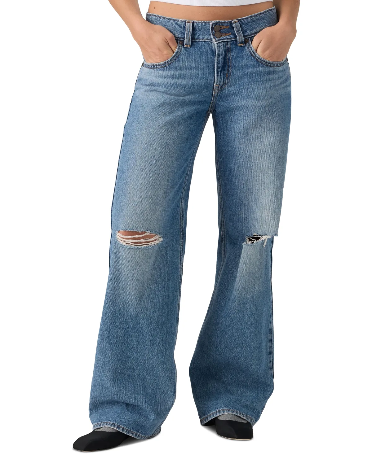 Super-Low Double-Button Relaxed-Fit Denim Jean