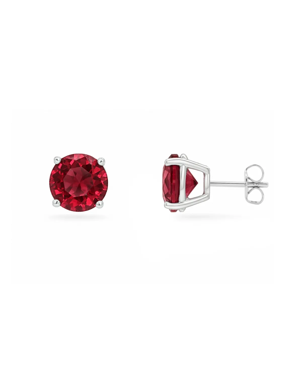Sterling Silver Garnet Cubic Zirconia Round Stud Earrings by Giani Bernini