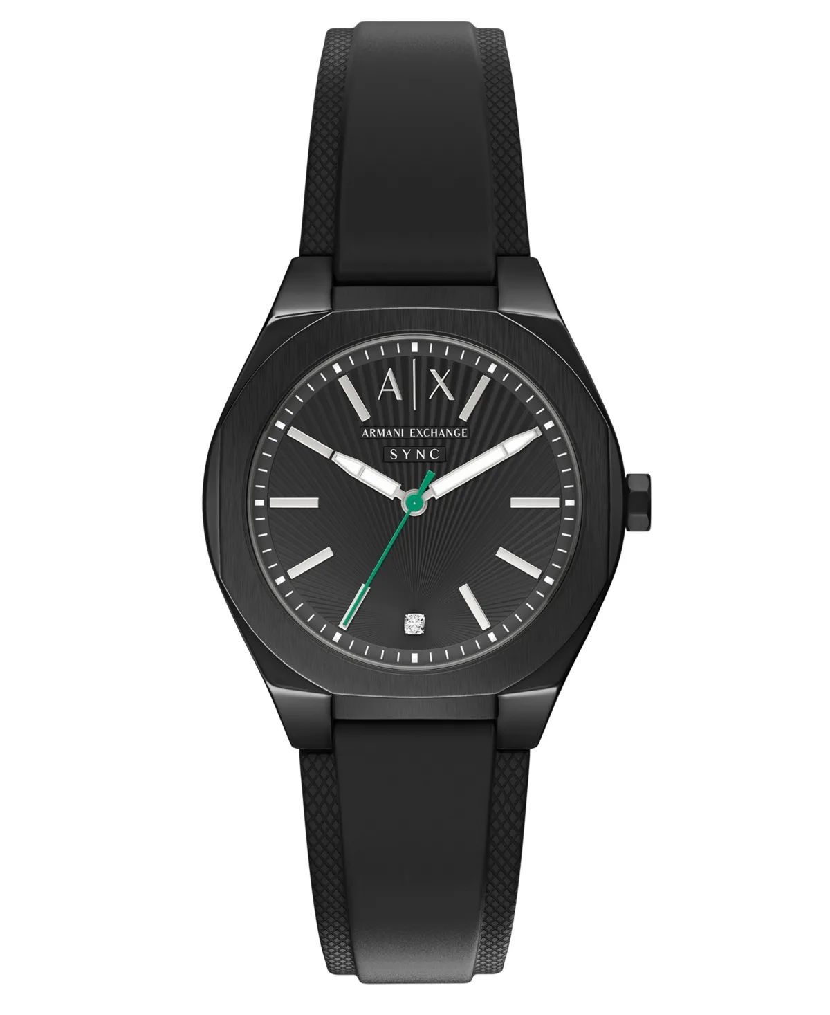 A - x Armani Exchange Quartz Sync Three-Hand Silicone Watch 36mm by Armani