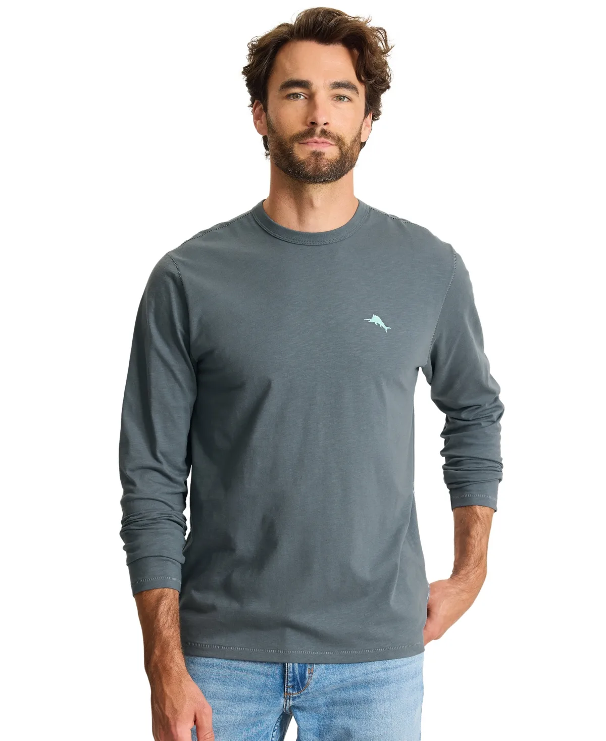 In Reel Life Long-Sleeve Crewneck Regular-Fit T-Shirt by Tommy Bahama