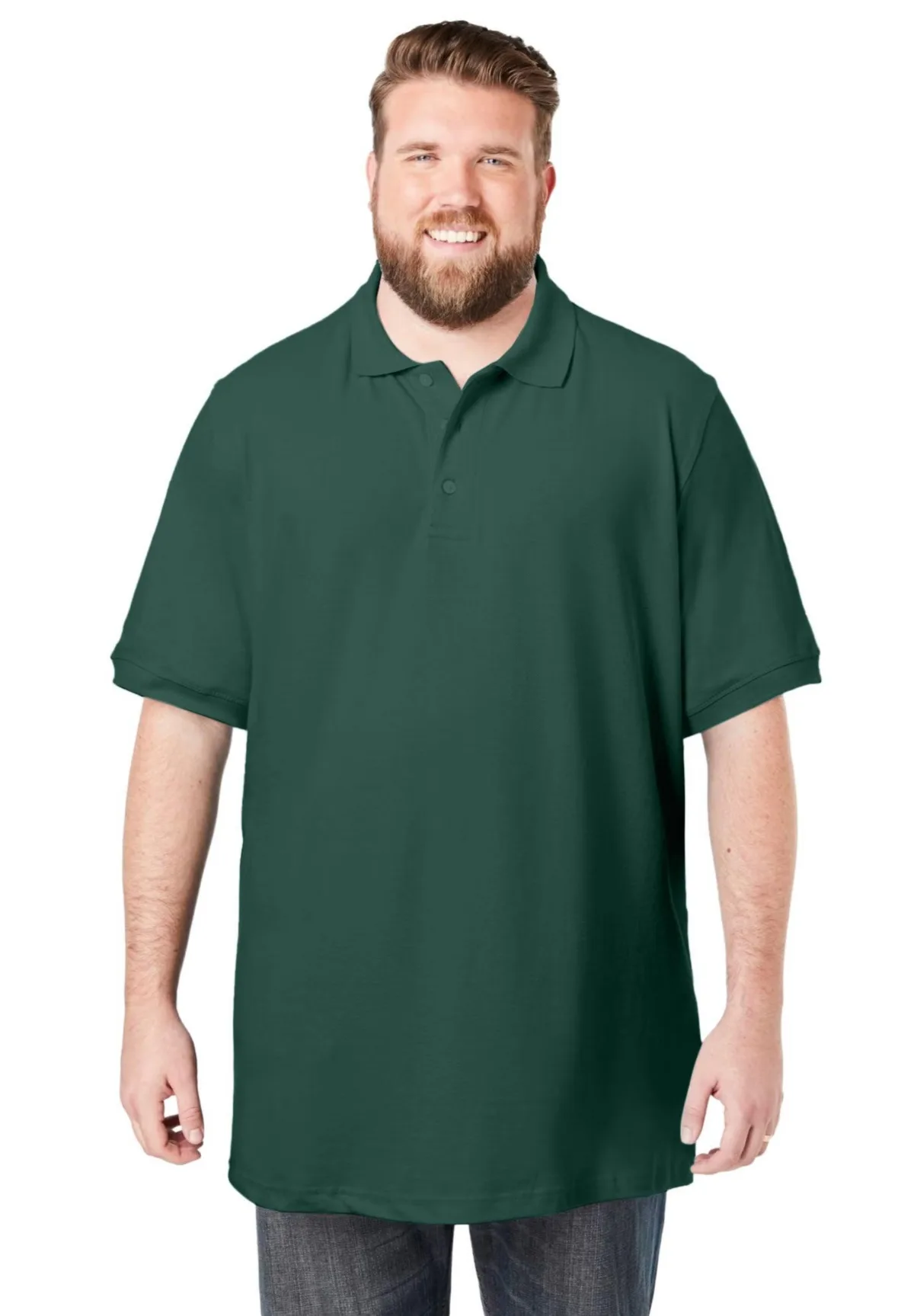 Longer-Length Shrink-Less Cotton Polo Shirt by Kingsize