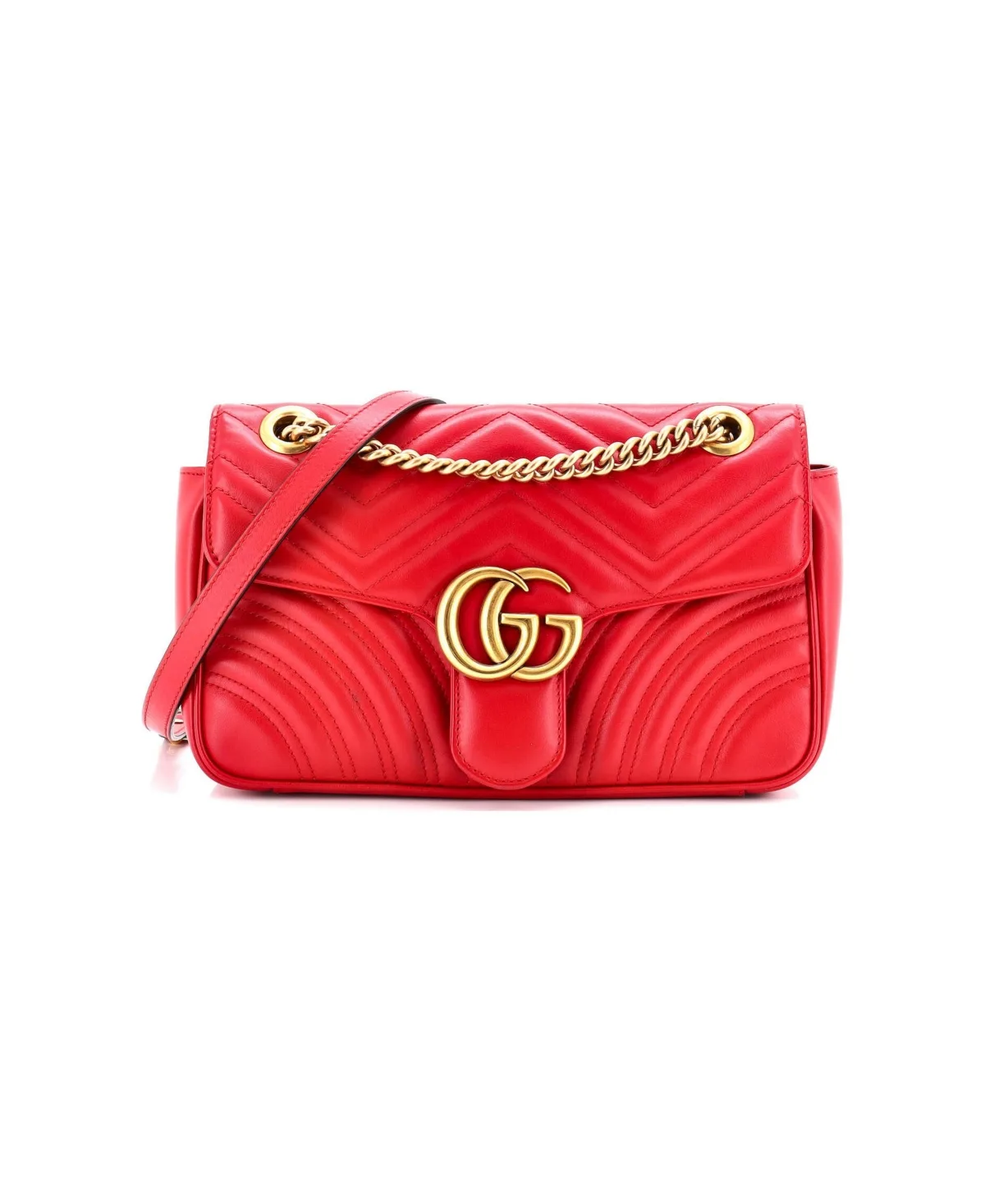 Pre-Owned Small GG Marmont Flap Bag Matelasse Leather