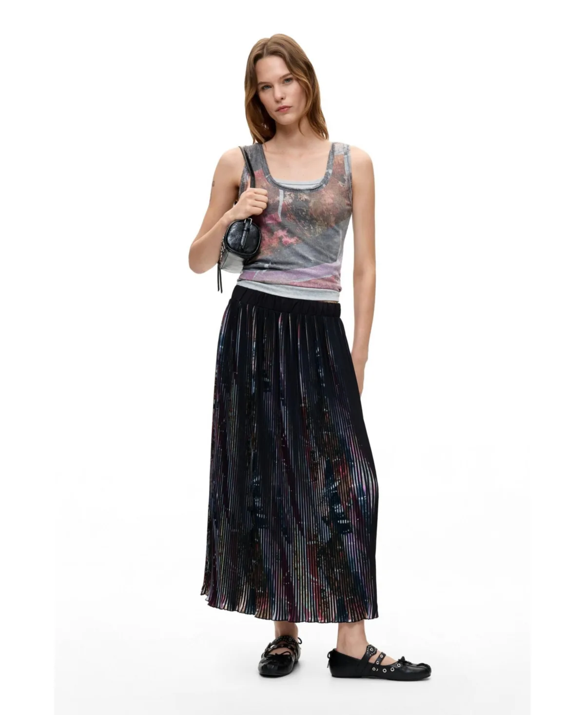 Floral Pleated Midi Skirt by Desigual