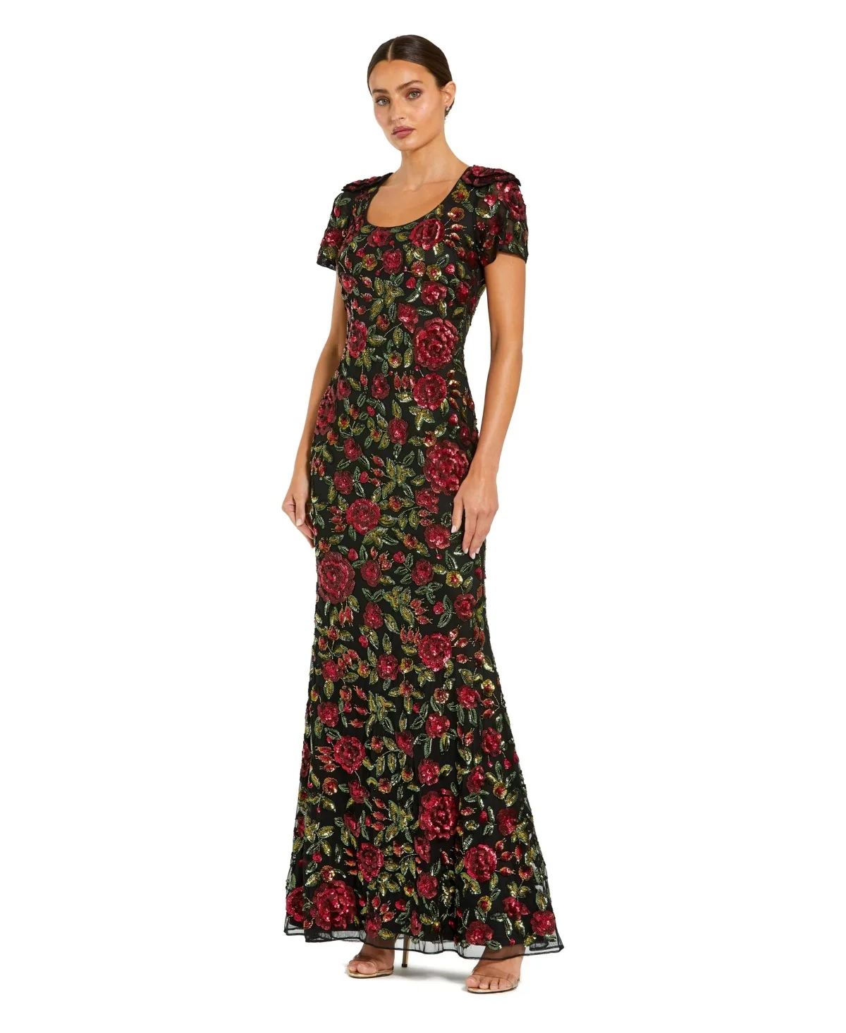 Floral-Sequin Embroidered Wedding Guest Gown by M.A.C.