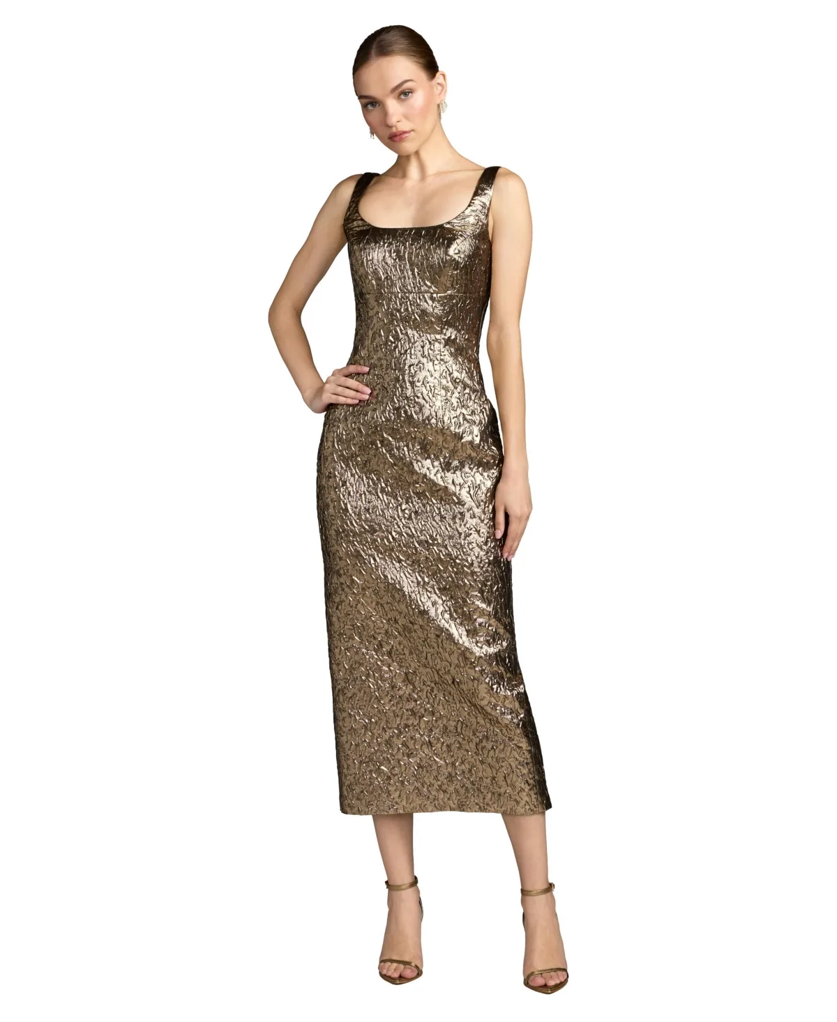Metallic Jacquard Sheath Midi Dress by M.A.C.