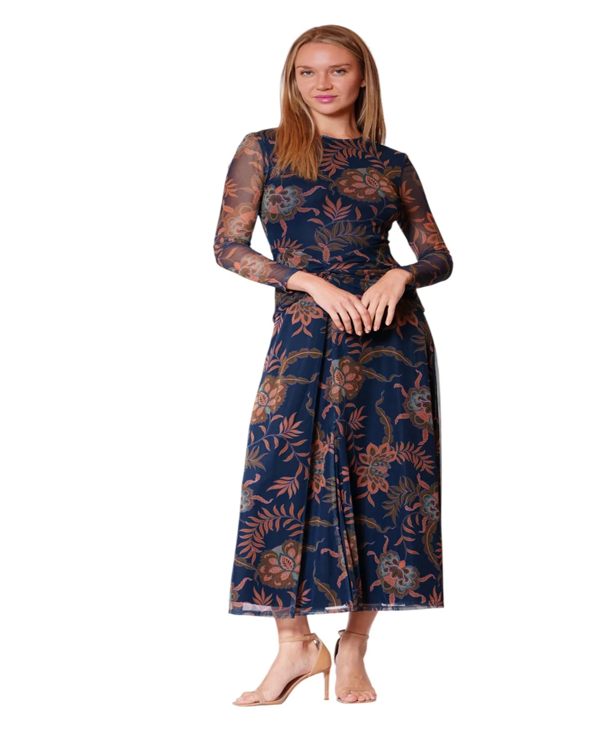 Julia Jordan Ruched Floral Midi Dress by Jordan