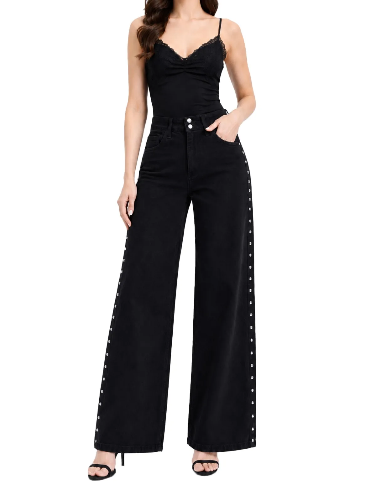 Tummy Control Dark Destructed Rolled Cuff Skinny Jean by Indigo Poppy
