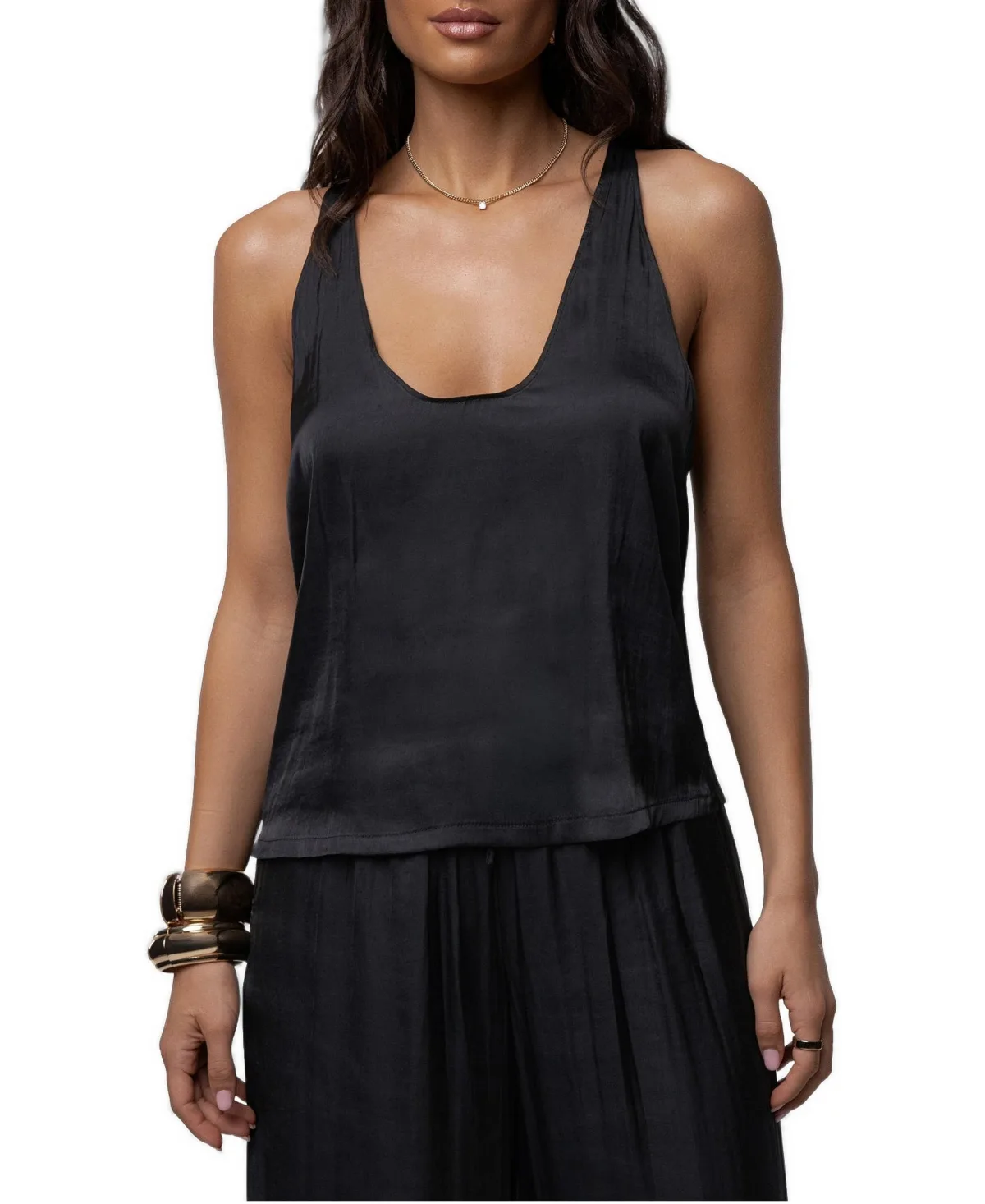 Open Coast Scoop Neck Satin Tank by Jluxlabel