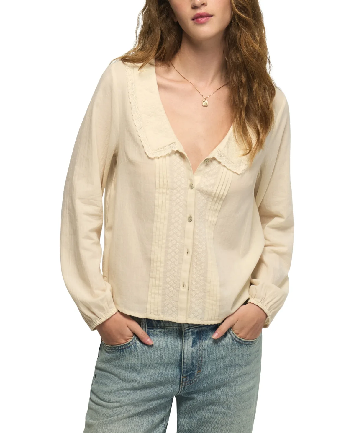 Long-Sleeve Peter Pan Collar Blouse by Lucky Brand