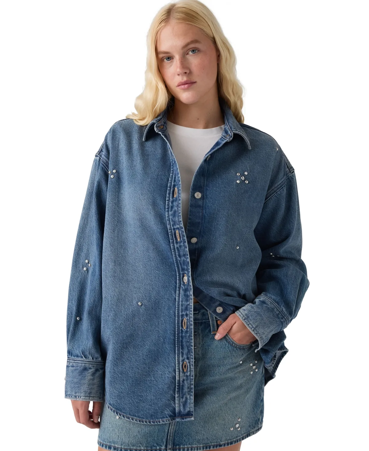 Jordan Long-Sleeve Relaxed-Fit Embellished Denim Shirt by Levi's