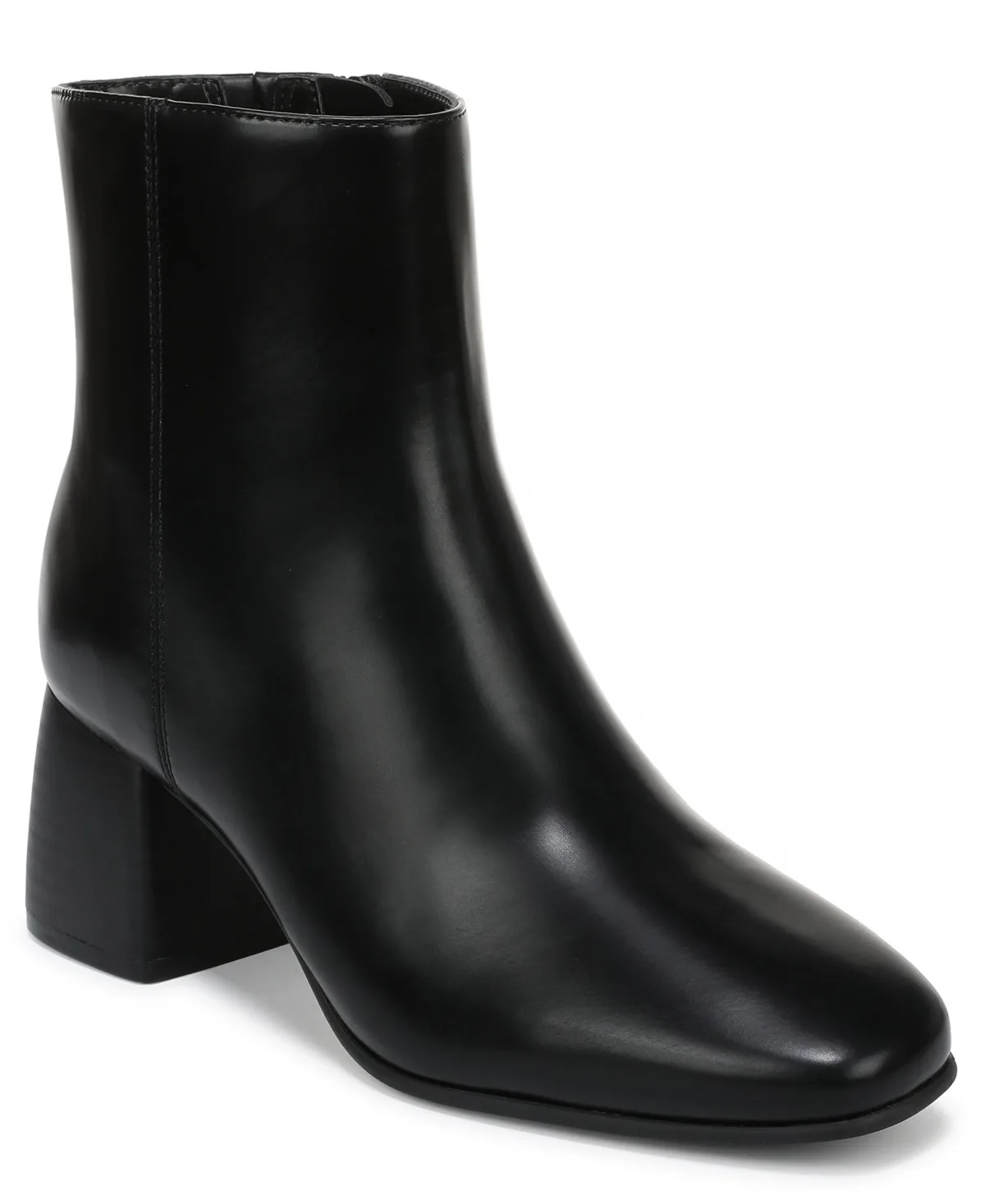 Pollyy Faux Leather Block Heel Booties