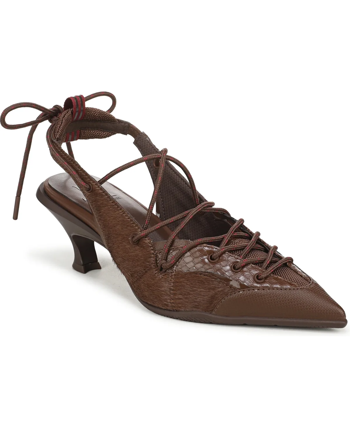 Zeva Lace-Up Slingback Kitten Heel Pumps by Naturalizer