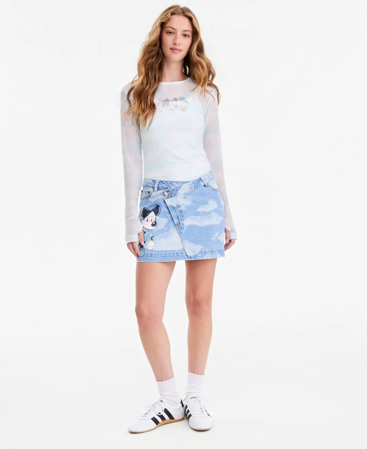 Mickey Mouse Parade Balloon Cloud Print Mini Denim Skirt by Disney