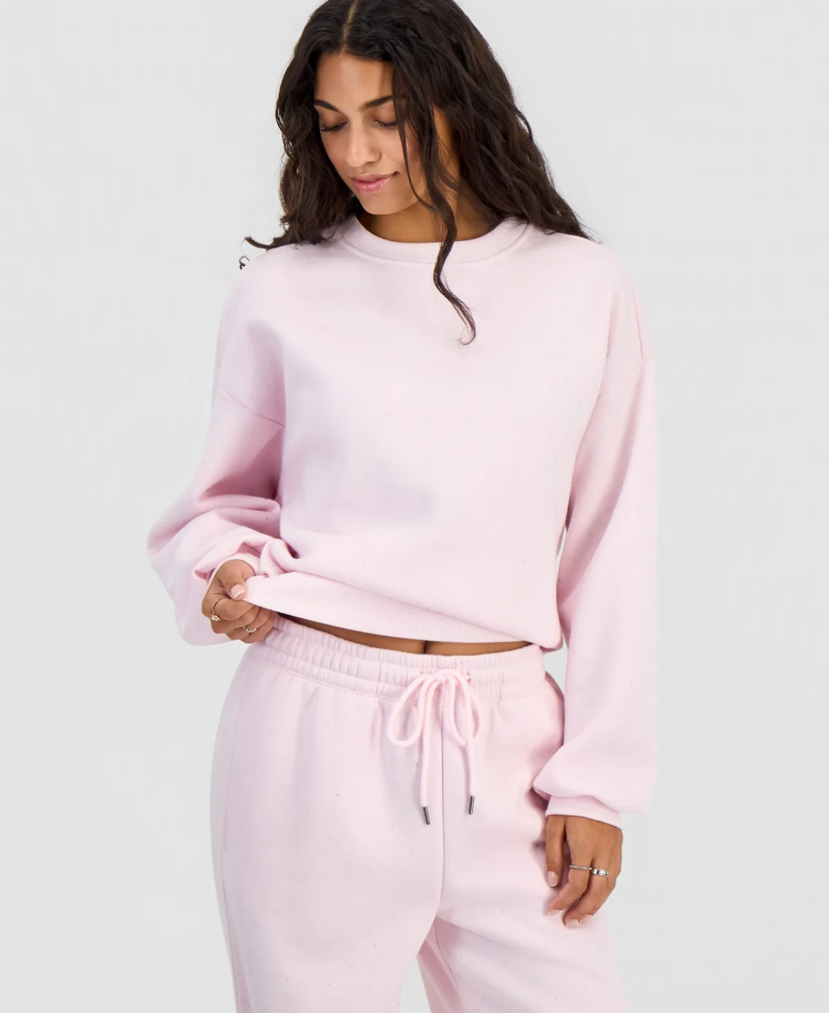 Embellished Fleece Crewneck Sweatshirt by Madden Girl