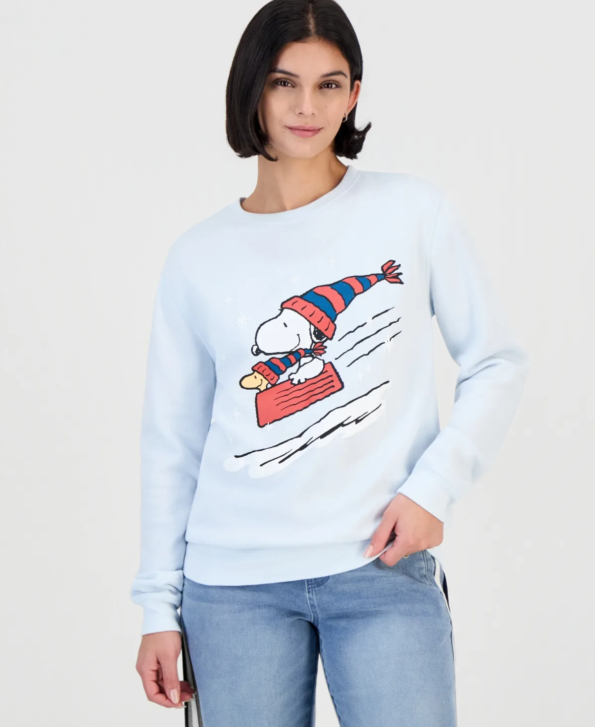 Sled Snoopy Fleece Graphic Crewneck Sweatshirt by Dr Seuss