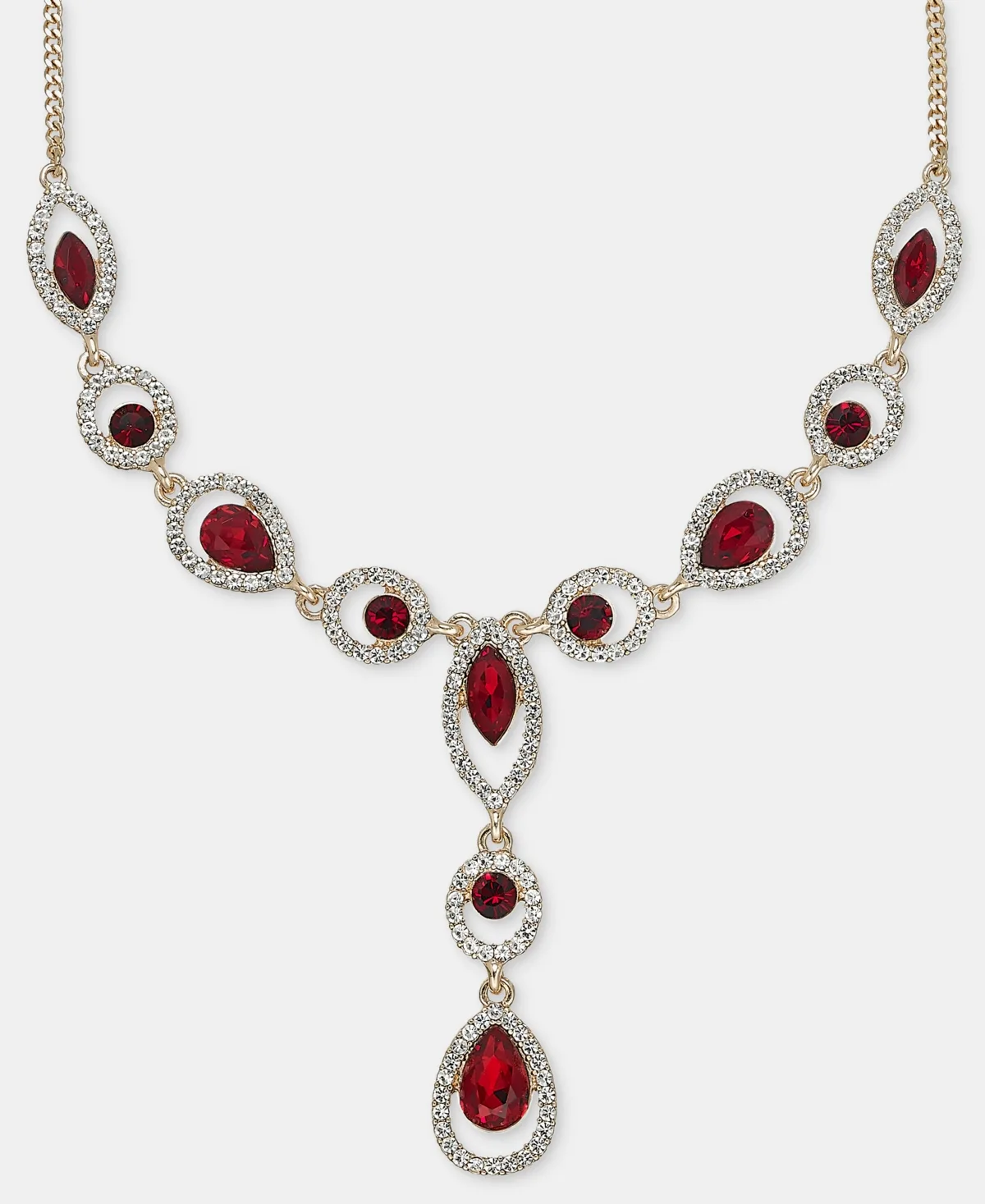 Glass Crystal Jet Statement Mixed Metal Y Necklace, 16"