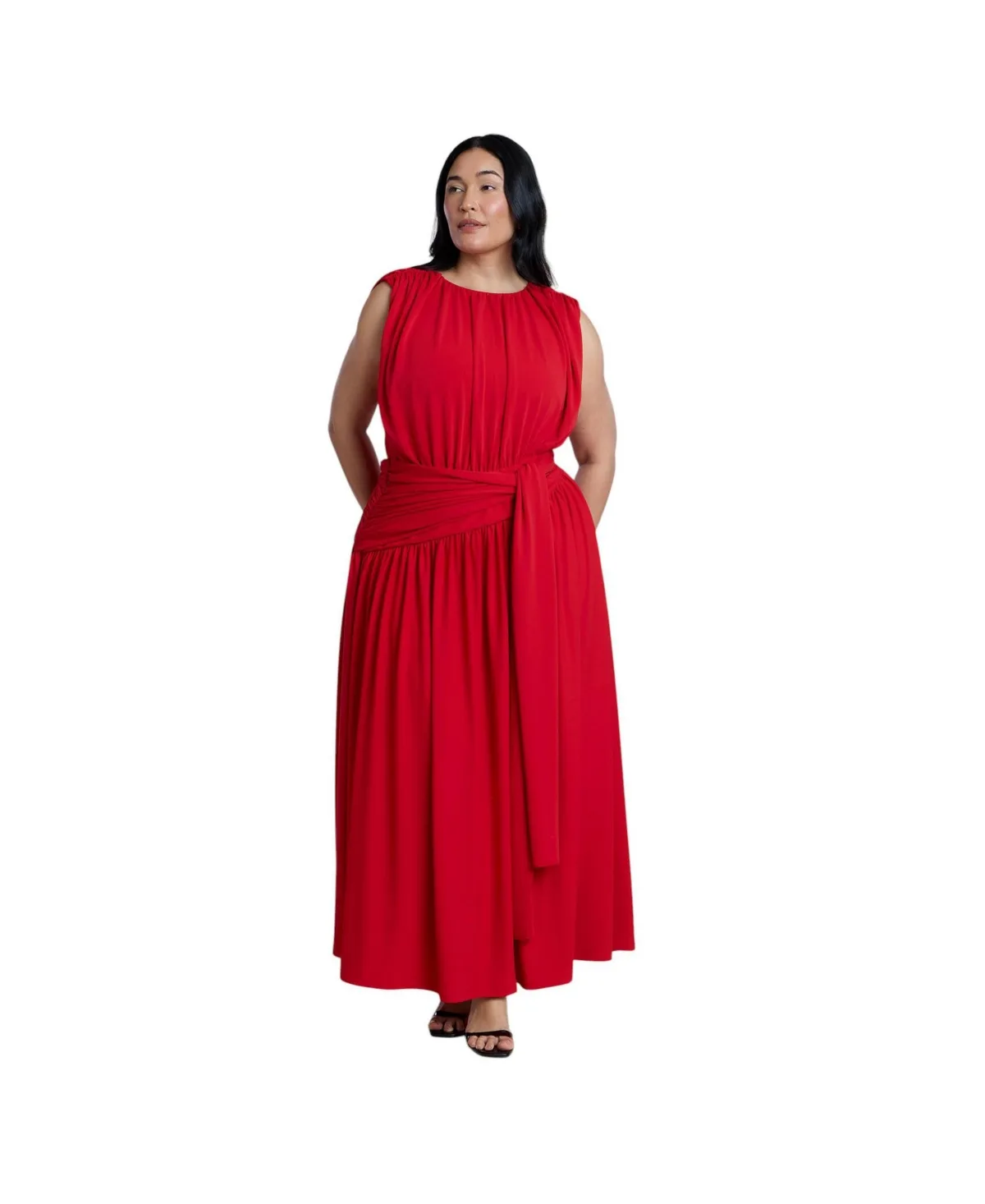 Drop Waist Tie Detail Maxi Dress