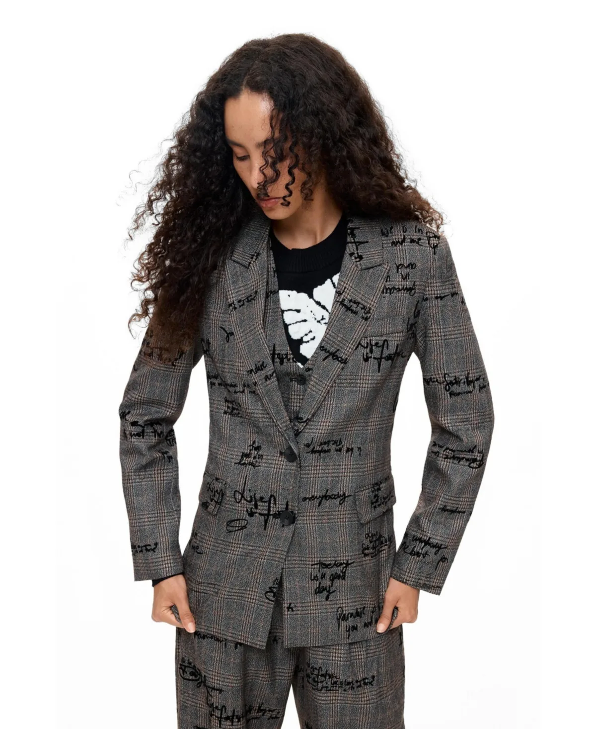 Checkered Blazer Lettering by Desigual