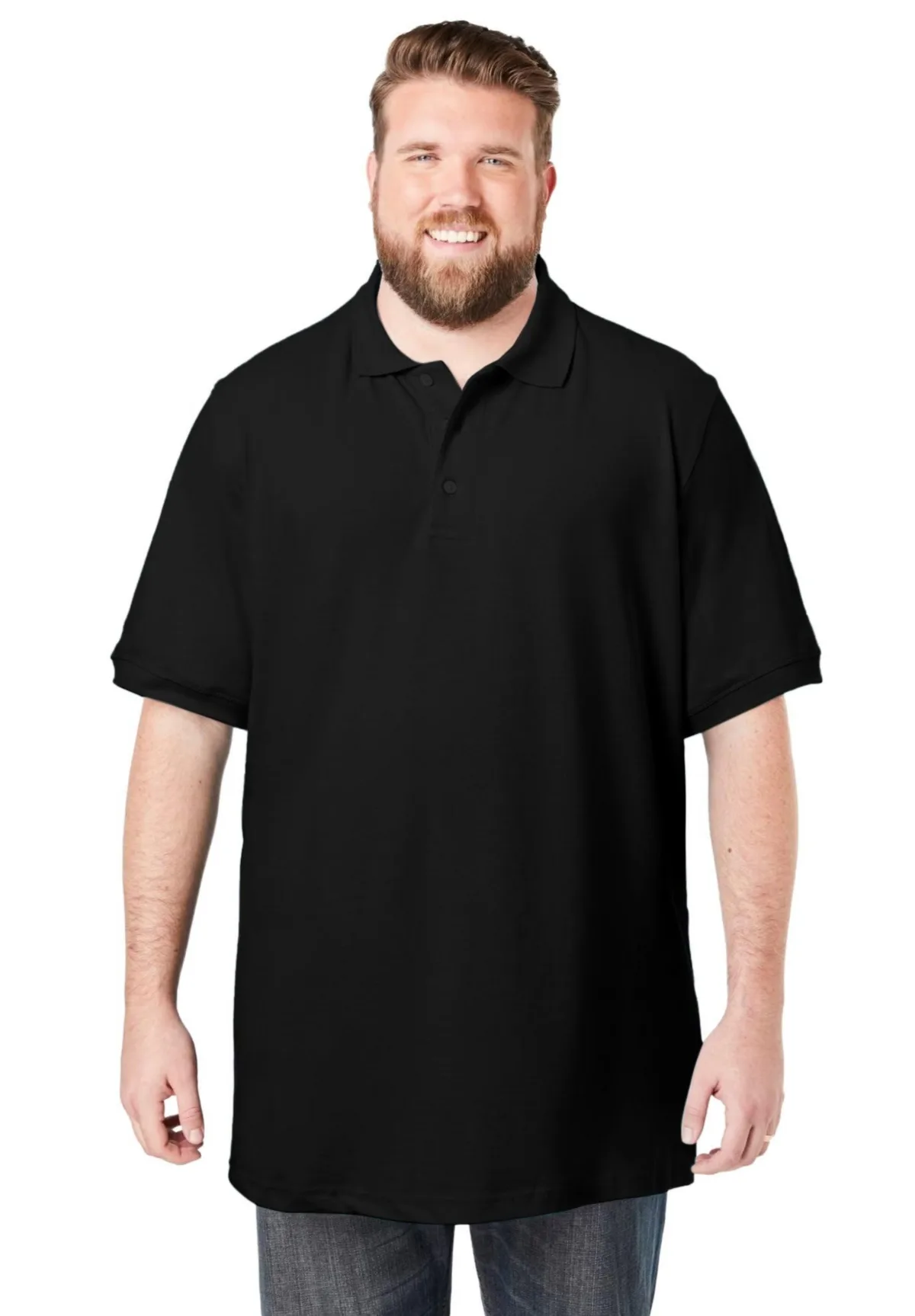 Longer-Length Shrink-Less Cotton Polo Shirt by Kingsize