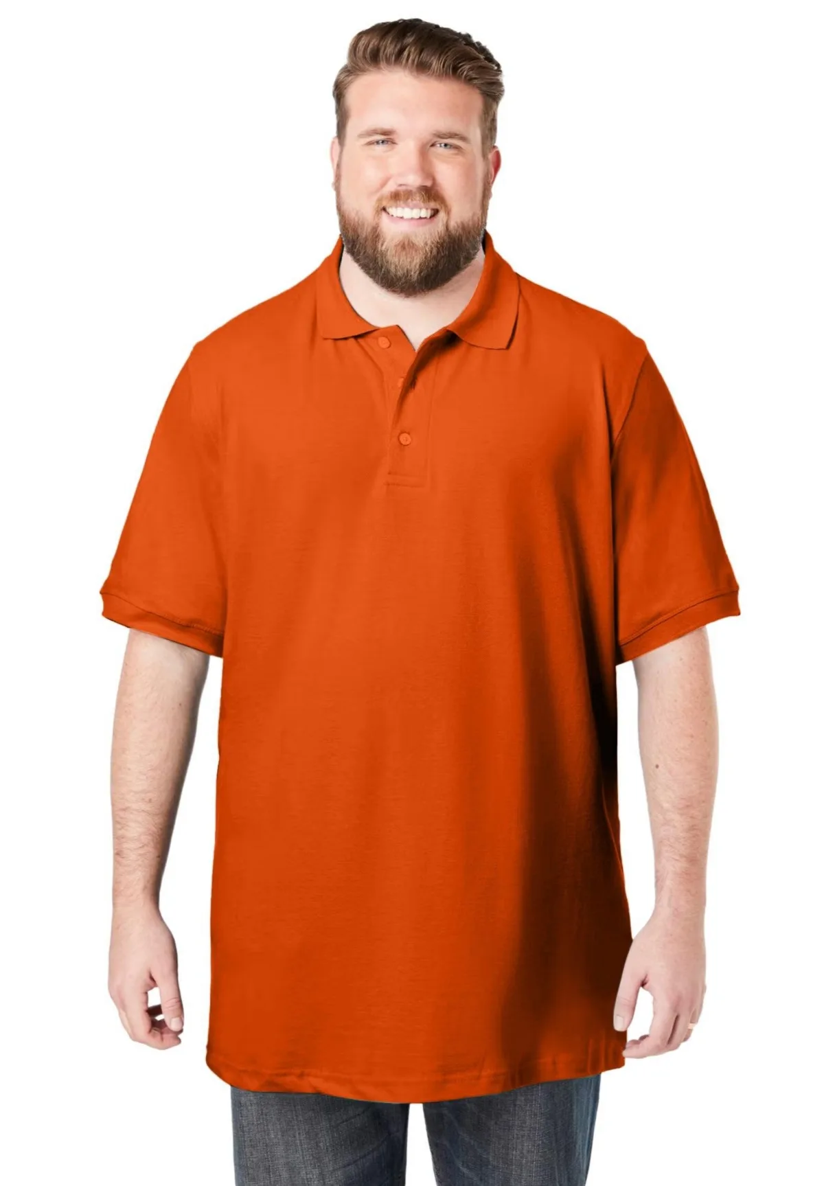 Longer-Length Shrink-Less Cotton Polo Shirt by Kingsize