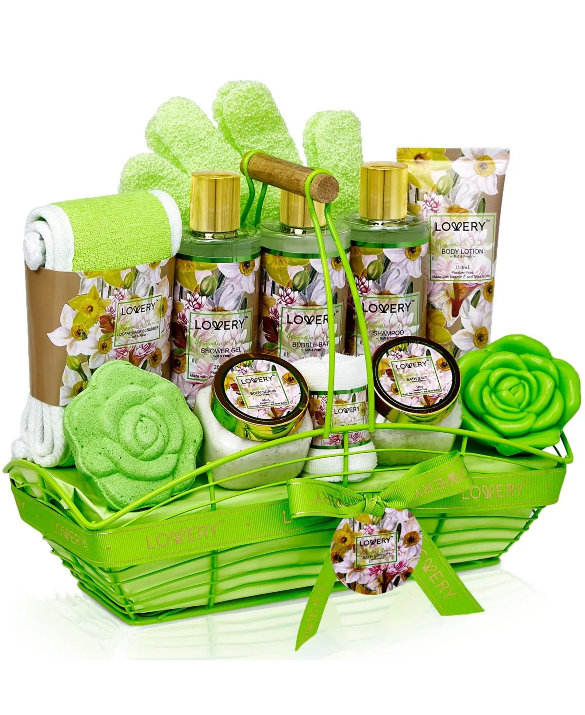 Magnolia Jasmin Body Self Care Package Gift Basket, 13 Piece by Lovery