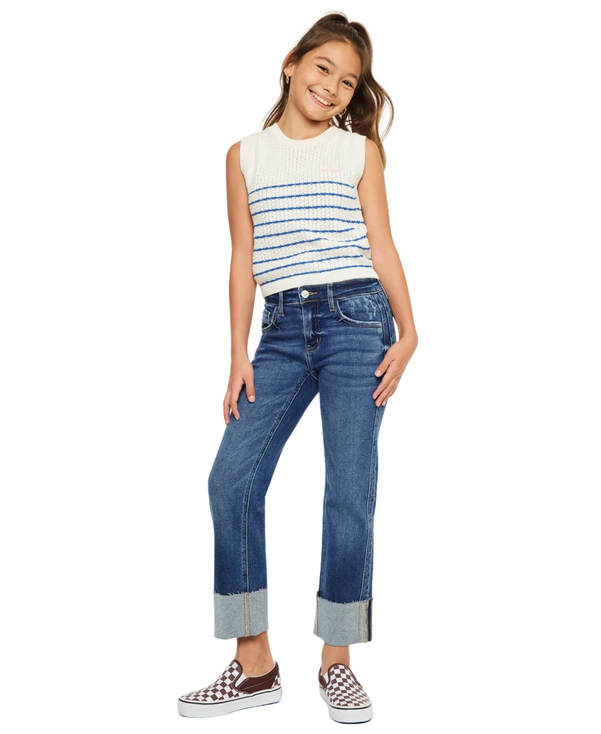 Gisela Straight Crop Mid-Rise Jeans by Kancan