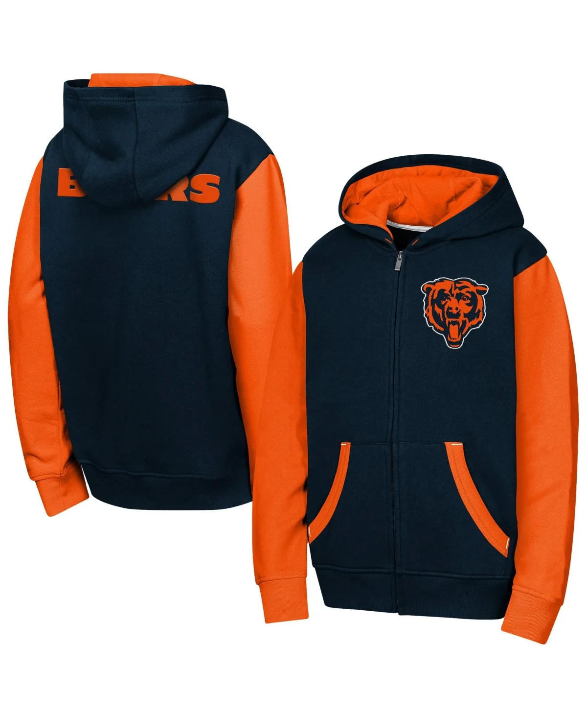 Stadium Chicago Bears Full-Zip Color-Block Fleece-Lined Hoodie by Outerstuff