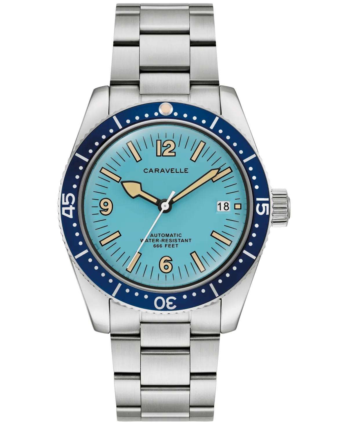 Automatic Sea Hunter Silver-Tone Stainless Steel Bracelet Watch 39mm by Caravelle