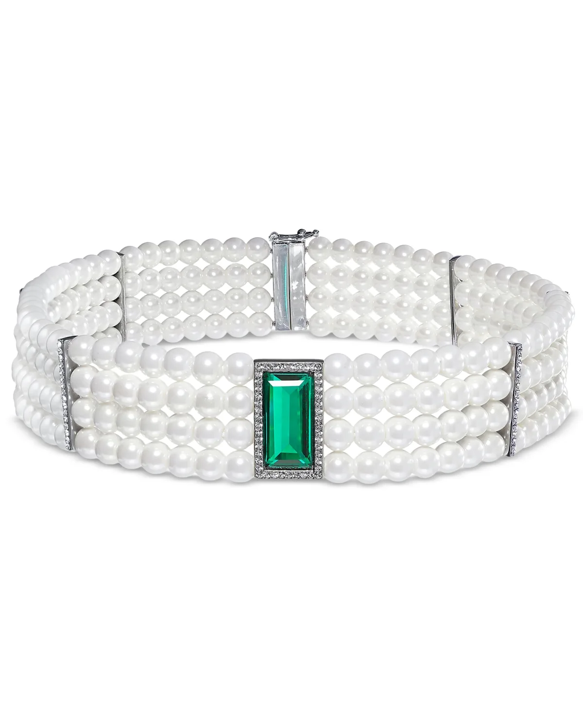 Lauren Ralph Lauren Silver-Tone Imitation Pearl and Crystal Choker Necklace by Ralph Lauren