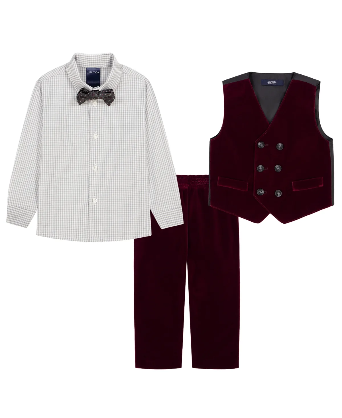 Velvet Double-Breasted Vest, Shirt and Pants, 4-Piece Set by Nautica