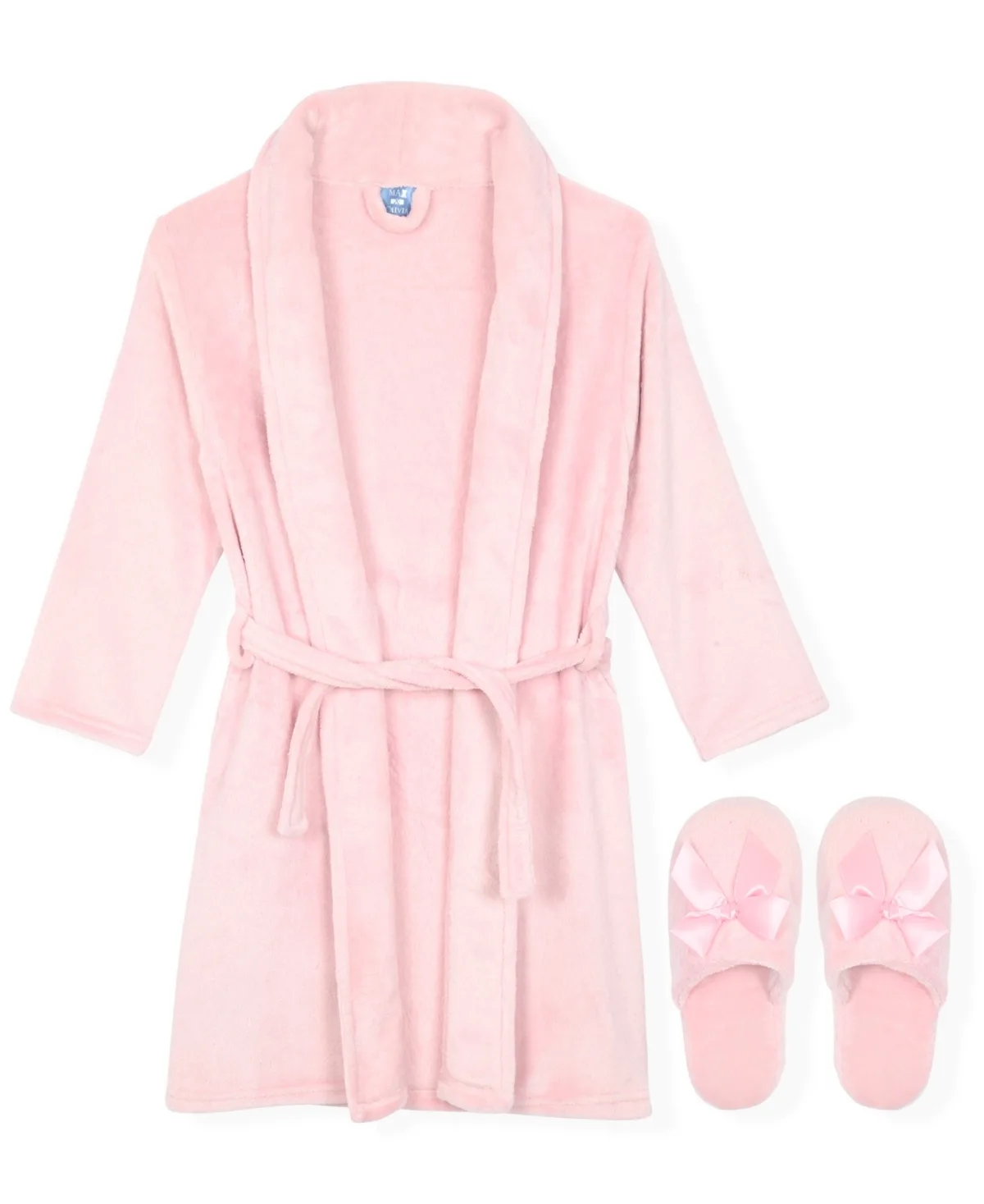Fleece Long-Sleeve Robe and Slippers, 2-Piece Set by Max & Olivia