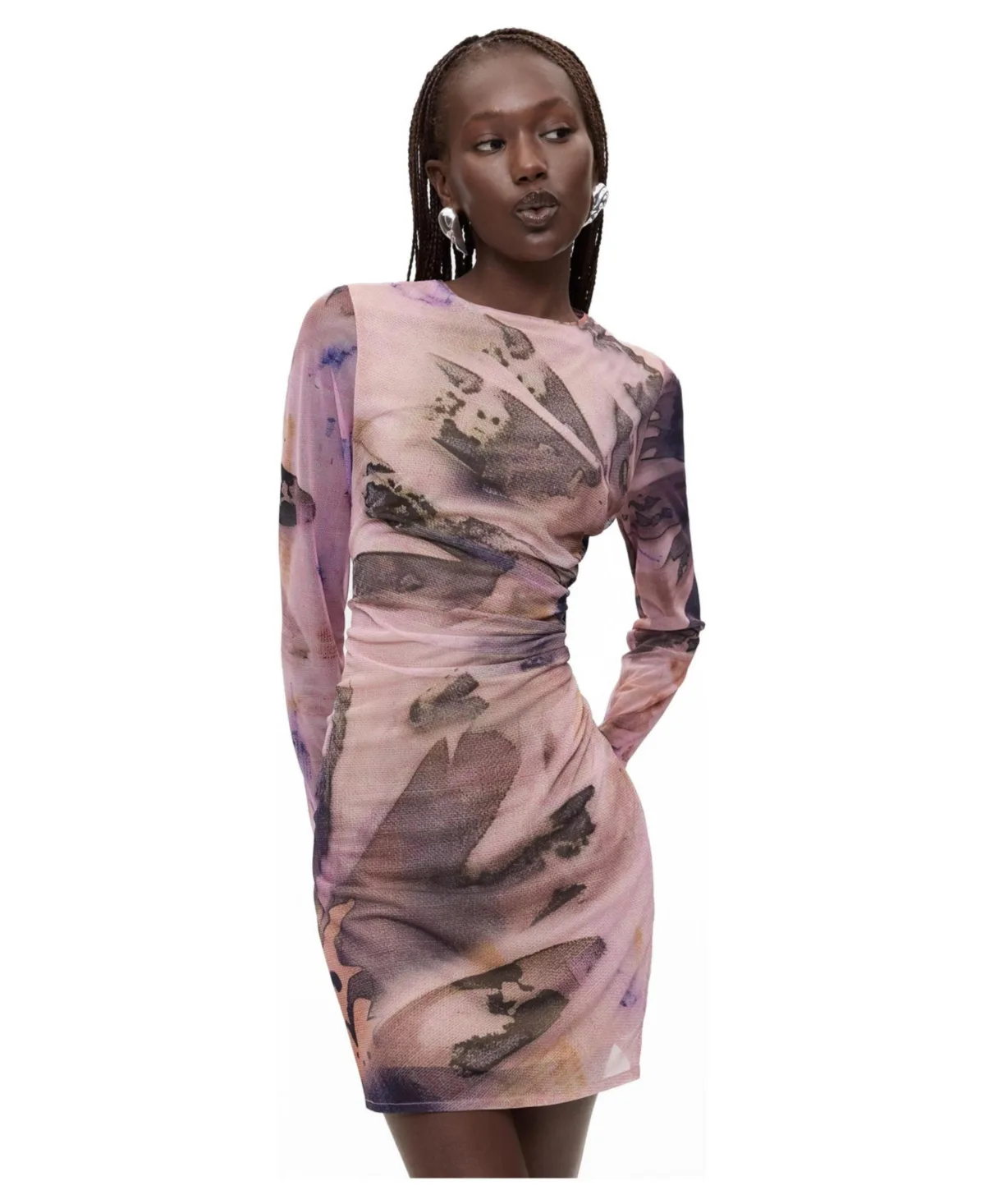 Long-Sleeve Fitted Printed Dress by Desigual