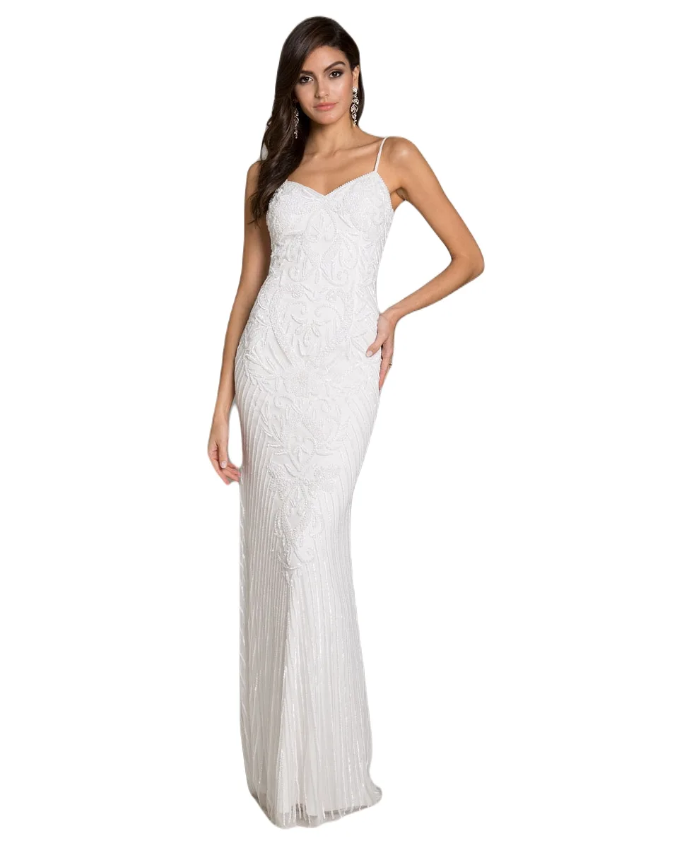 Brooke Beaded Sequin Spaghetti-Strap Gown