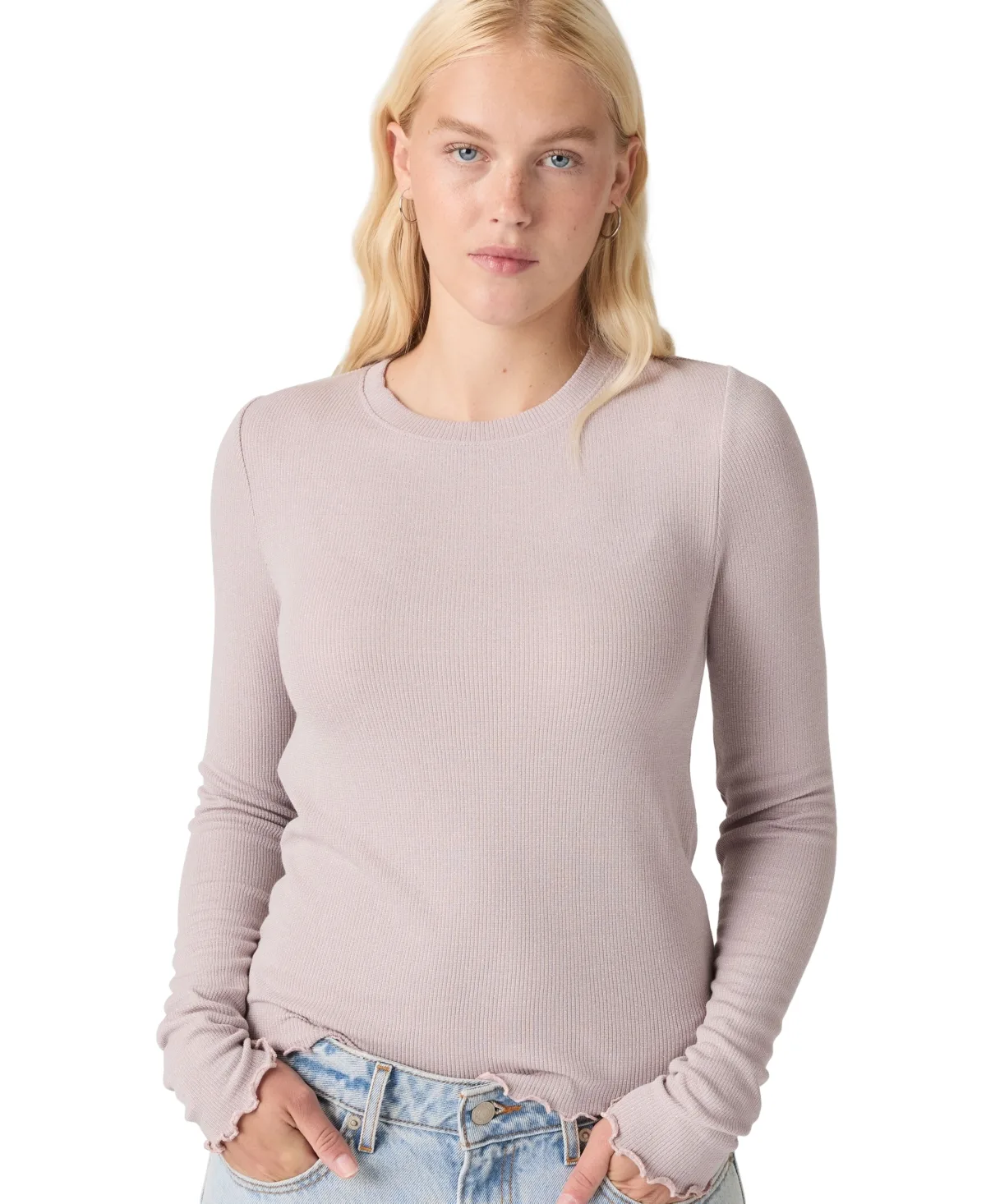 Romy Lurex Long-Sleeve Slim-Fit T-Shirt
