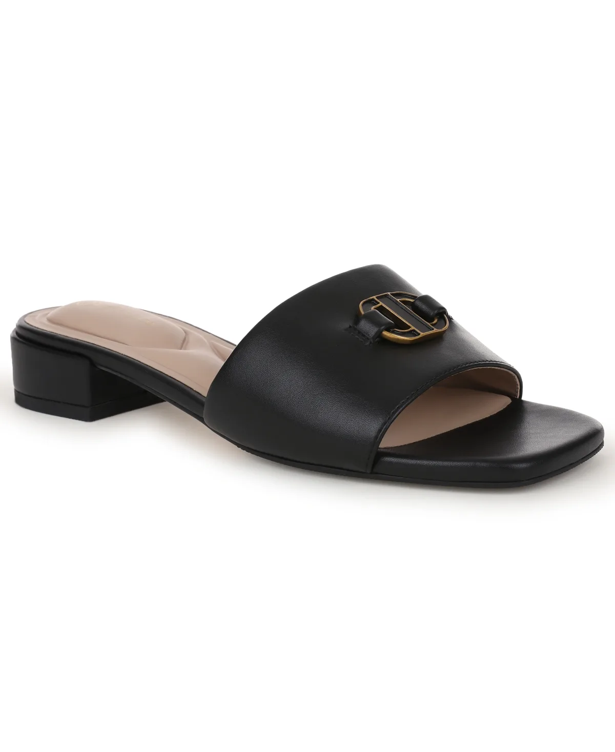 Tishah Square Toe Faux Leather Flat Sandals