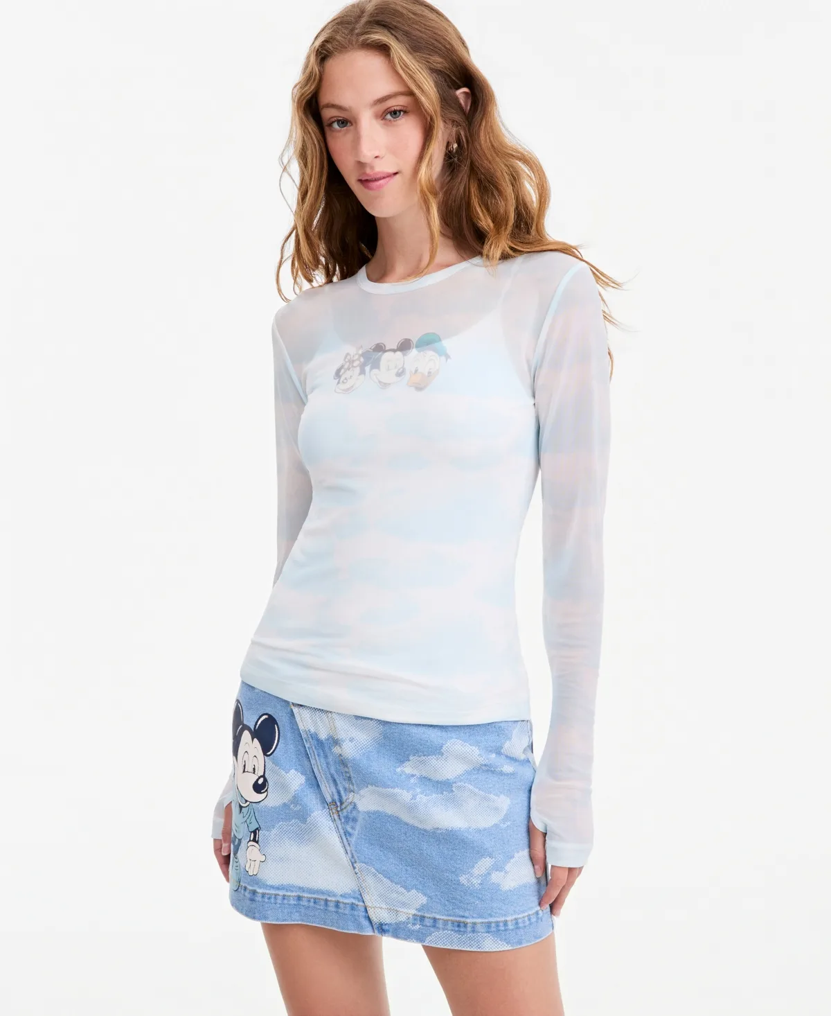 Mesh Mickey & Friends Clouds Long-Sleeve Top by Disney
